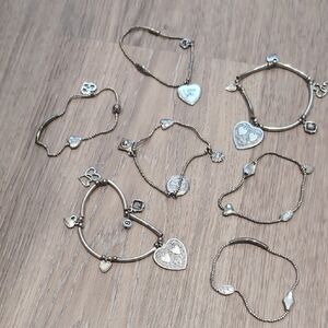 Silver Heart Charm Bracelet Set